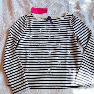 Betsey Johnson Long sleeve Skull and Crossbones striped shirt NWT